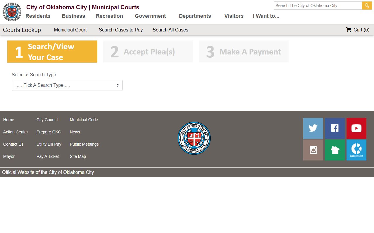 Oklahoma City Municipal Court case lookup for criminal history records