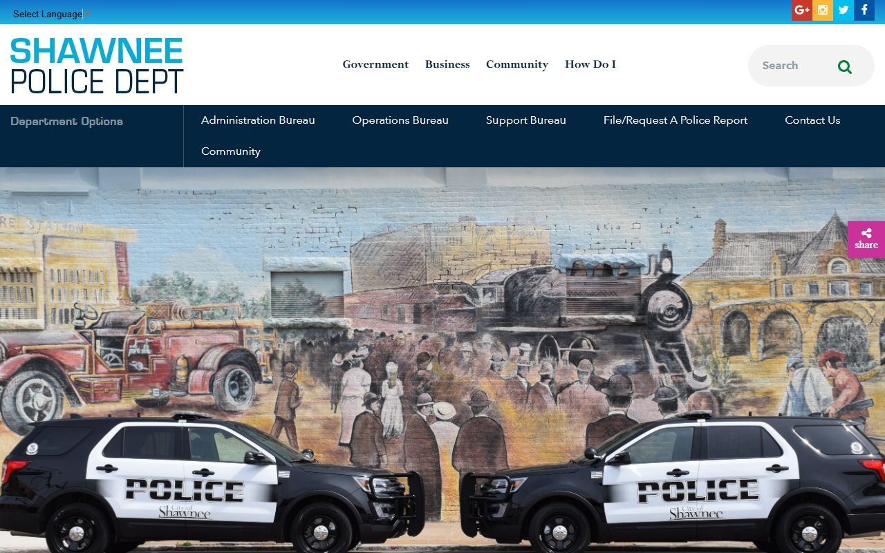 Shawnee Police Department website for criminal history record requests