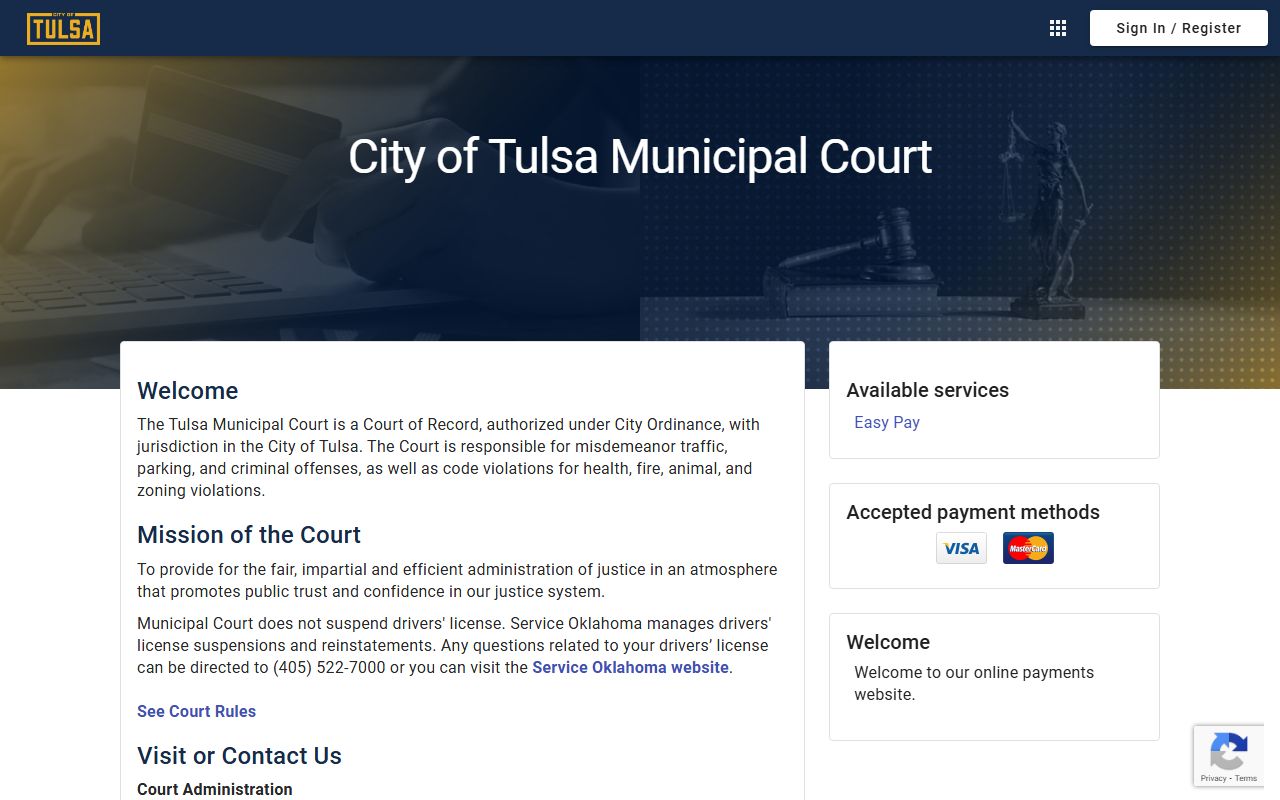 Tulsa Municipal Court online payment portal for criminal history cases