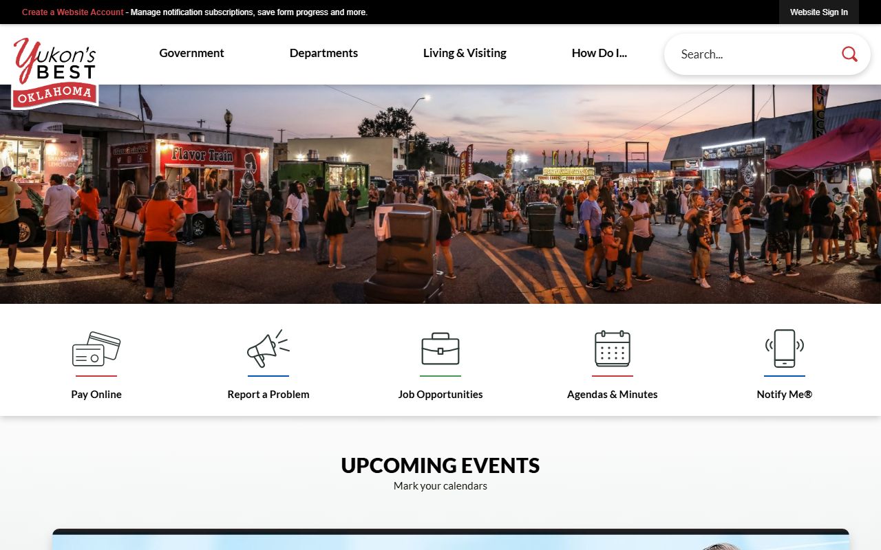 Yukon city website for criminal history records and police department services
