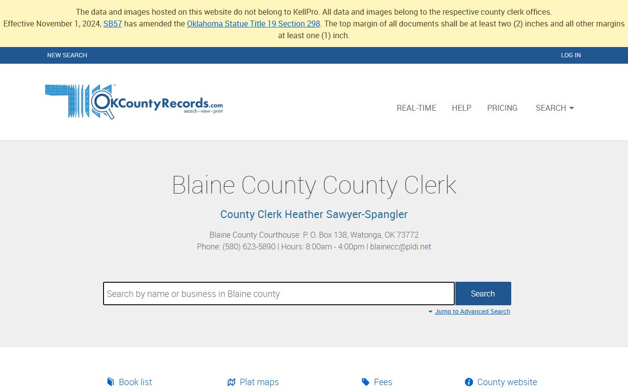 Blaine County land and public records search portal