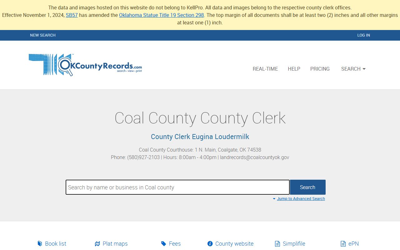 Coal County land records and public records portal for criminal history