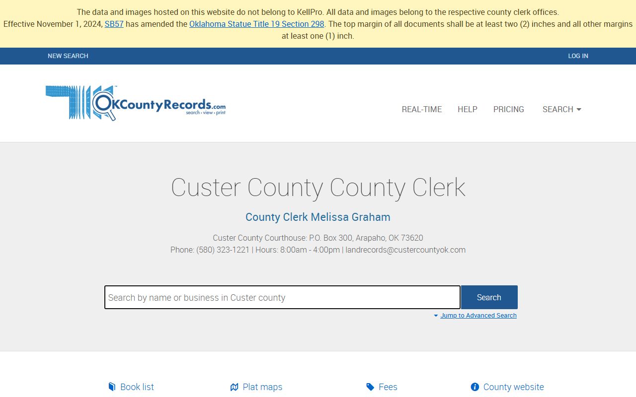 Custer County land and public records search portal