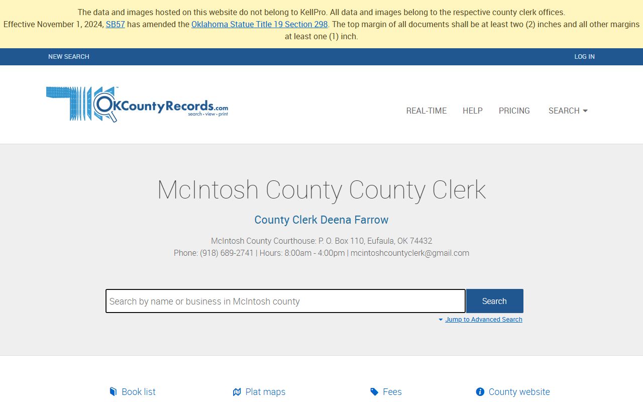 McIntosh County land and public records search portal