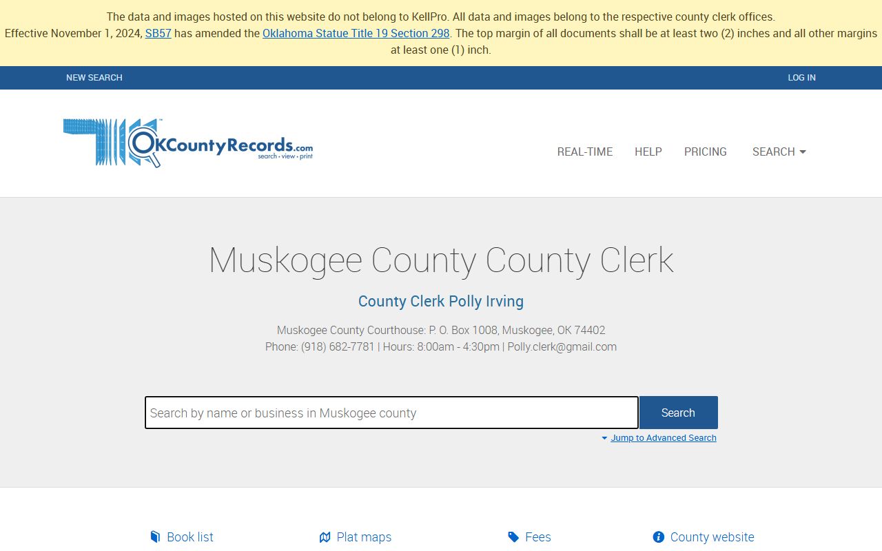 Muskogee County land and public records search portal