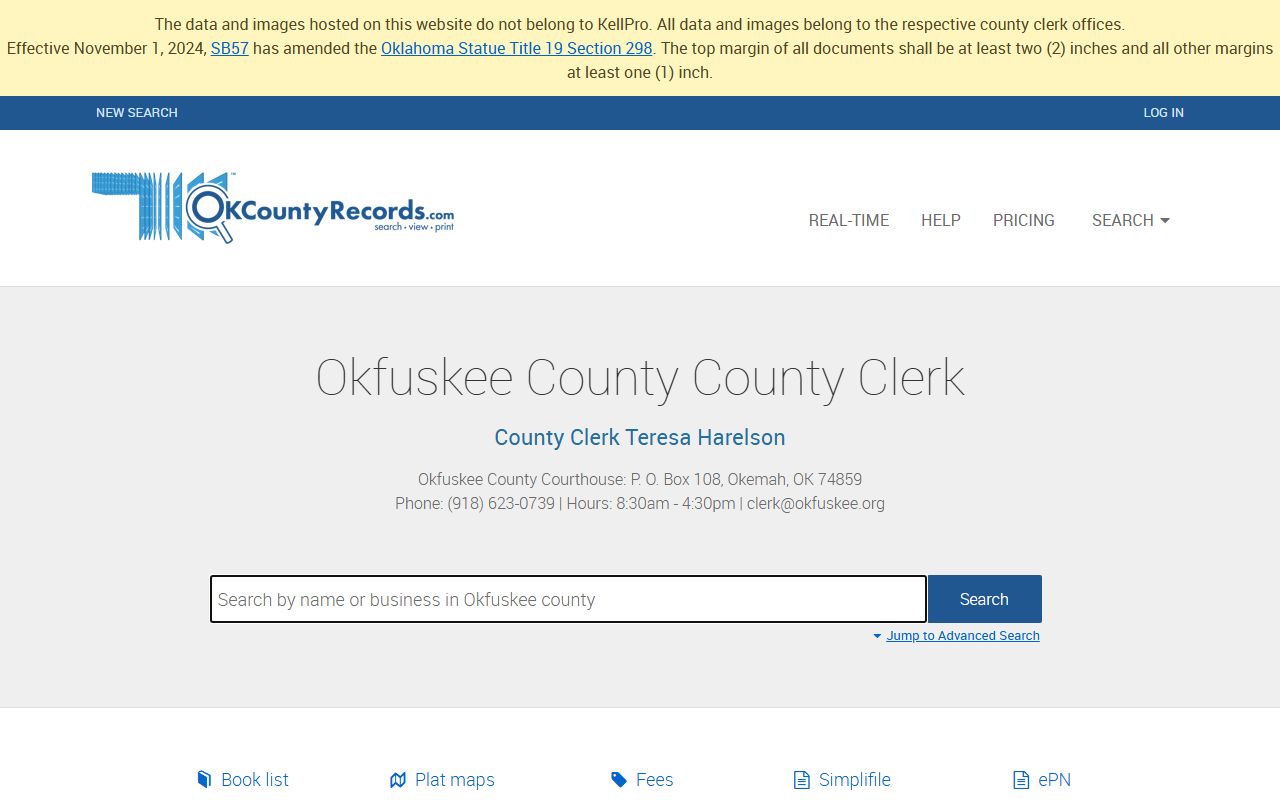 Okfuskee County land records search portal for criminal history research