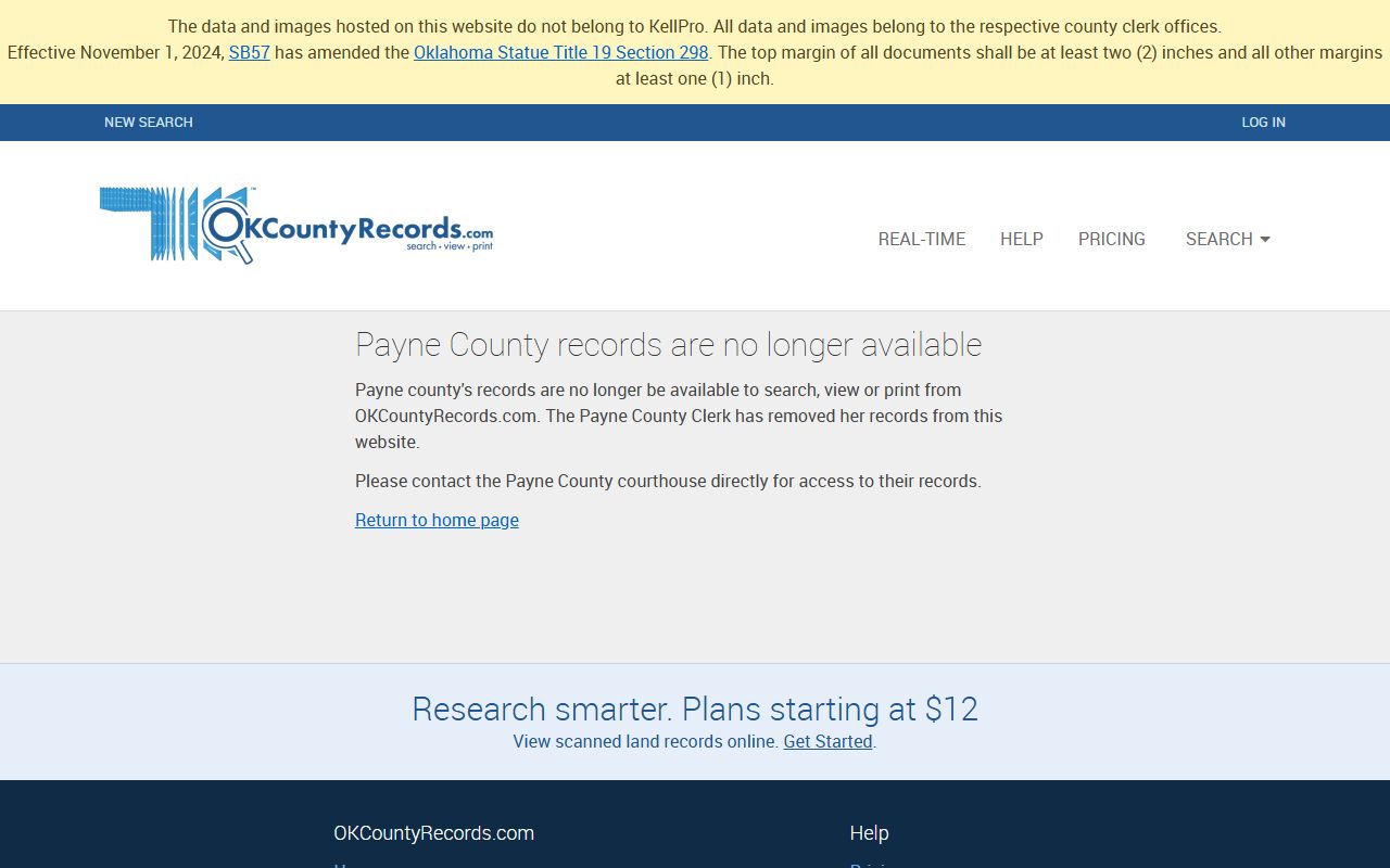 Payne County criminal history and land records search portal